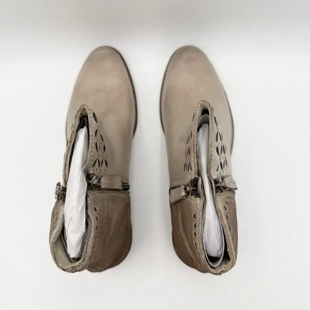 ROAN by BED STU Womens Liz Ankle Booties Size 10 M Bone Grey Leather NIB
